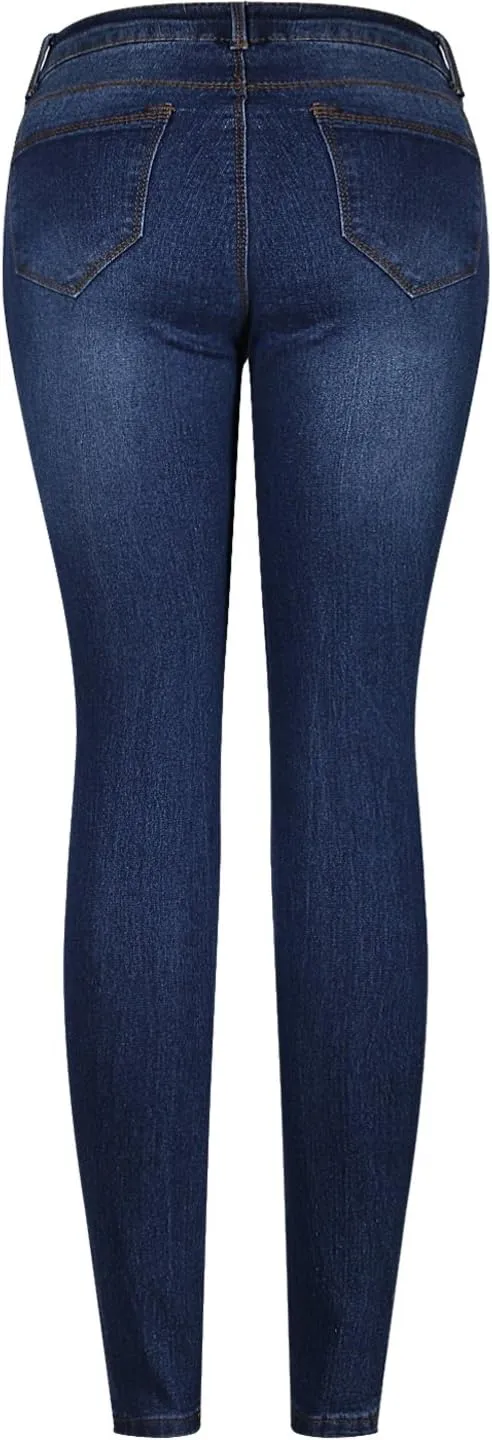 2LUV Women's Ripped Stretchy 5 Pocket Skinny Distressed Denim Jeans