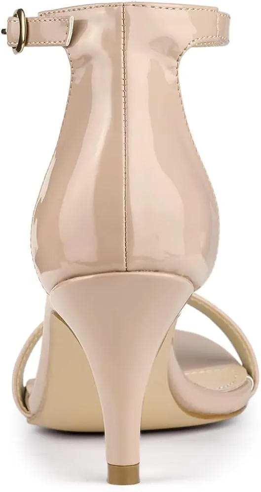 Allegra K Women's Ankle Strap Kitten Heeled Open Toe Stiletto Heels Sandals
