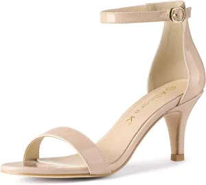 Allegra K Women's Ankle Strap Kitten Heeled Open Toe Stiletto Heels Sandals
