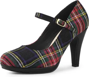 Allegra K Women's Houndstooth Platform Stiletto Heels Mary Janes Pumps