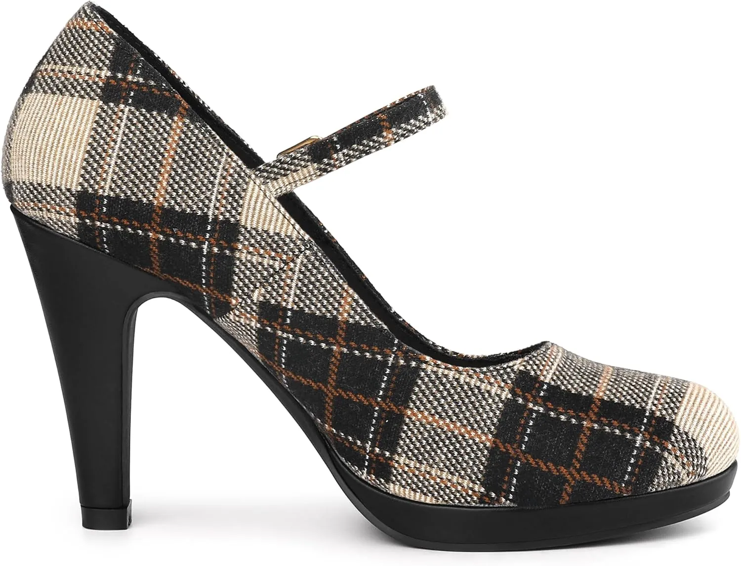 Allegra K Women's Houndstooth Platform Stiletto Heels Mary Janes Pumps