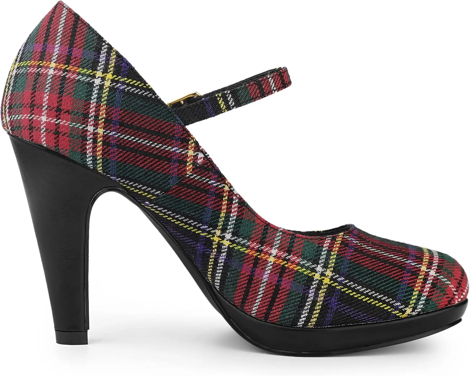 Allegra K Women's Houndstooth Platform Stiletto Heels Mary Janes Pumps