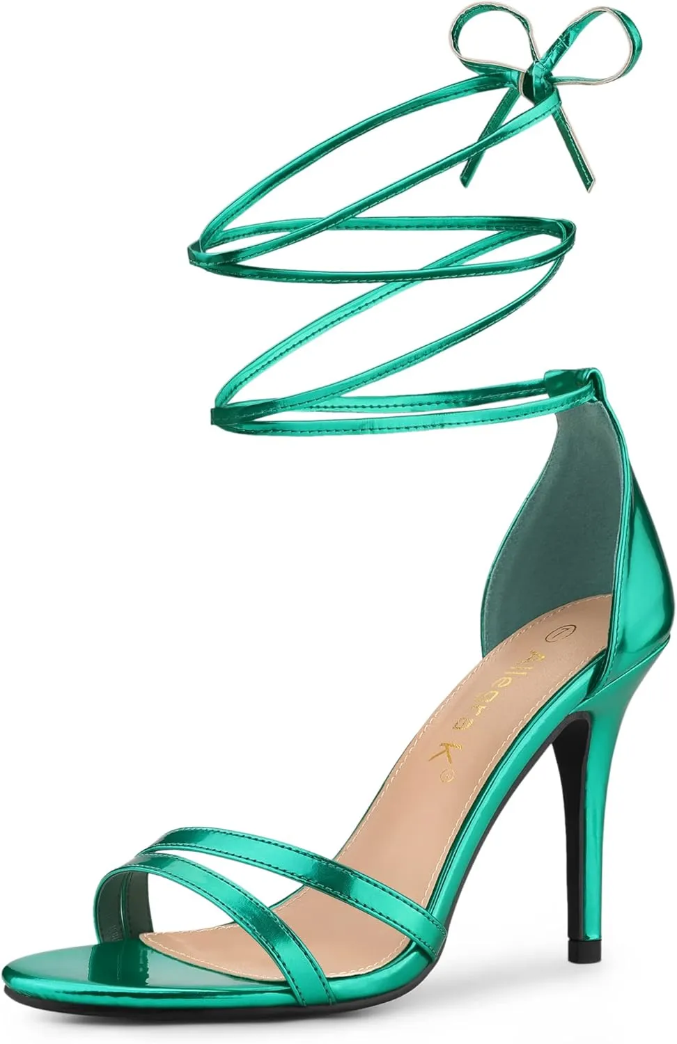 Allegra K Women's Open Toe Lace Up Stiletto Heels Sandals