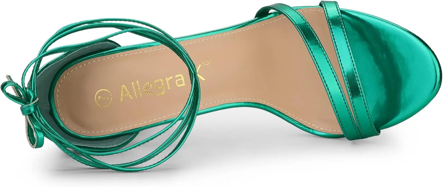 Allegra K Women's Open Toe Lace Up Stiletto Heels Sandals