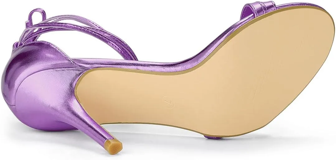 Allegra K Women's Open Toe Lace Up Stiletto Heels Sandals
