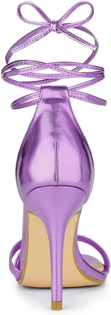 Allegra K Women's Open Toe Lace Up Stiletto Heels Sandals