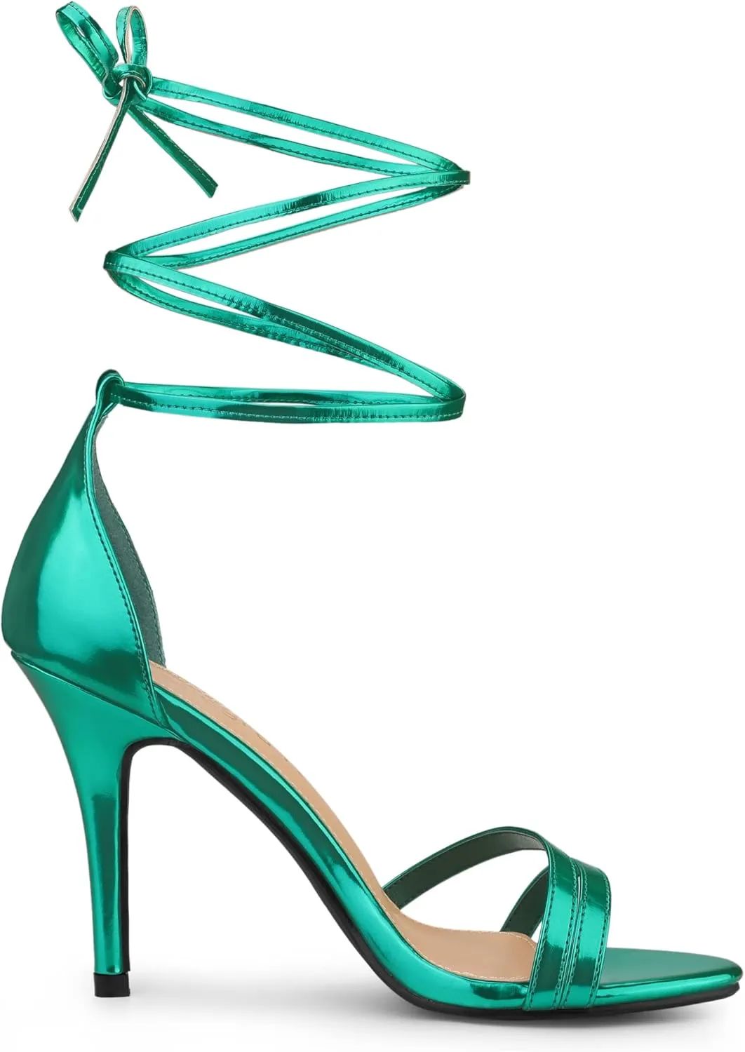 Allegra K Women's Open Toe Lace Up Stiletto Heels Sandals