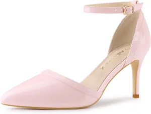 Allegra K Women's Pointed Toe Stiletto High Heel Pumps Ankle Strap Wedding Bridal Evening Party Dress Shoes