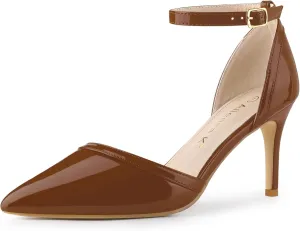 Allegra K Women's Pointed Toe Stiletto High Heel Pumps Ankle Strap Wedding Bridal Evening Party Dress Shoes