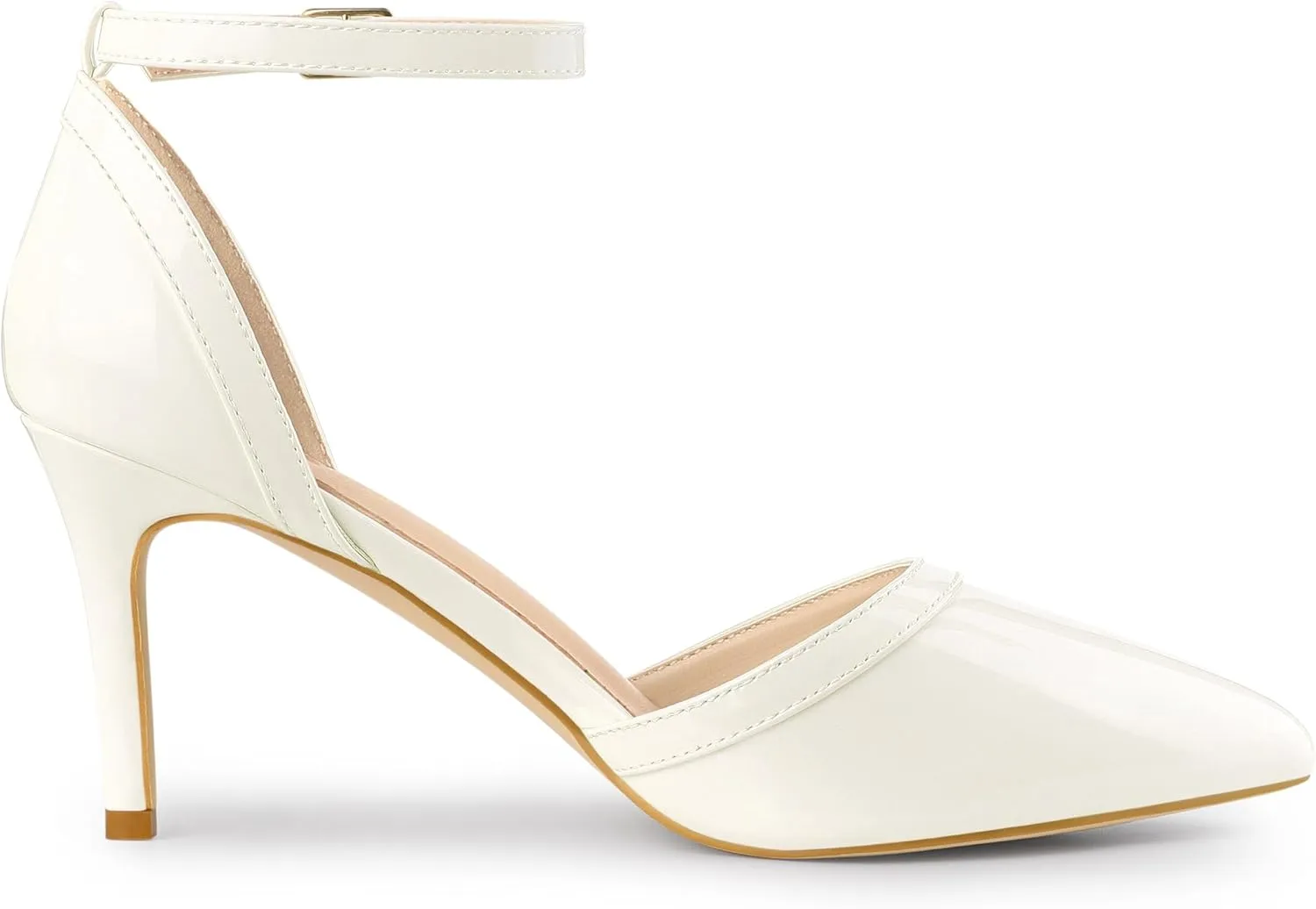 Allegra K Women's Pointed Toe Stiletto High Heel Pumps Ankle Strap Wedding Bridal Evening Party Dress Shoes