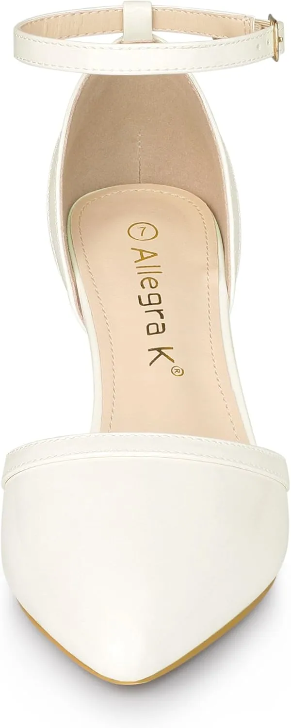 Allegra K Women's Pointed Toe Stiletto High Heel Pumps Ankle Strap Wedding Bridal Evening Party Dress Shoes