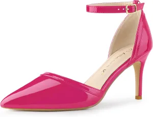 Allegra K Women's Pointed Toe Stiletto High Heel Pumps Ankle Strap Wedding Bridal Evening Party Dress Shoes