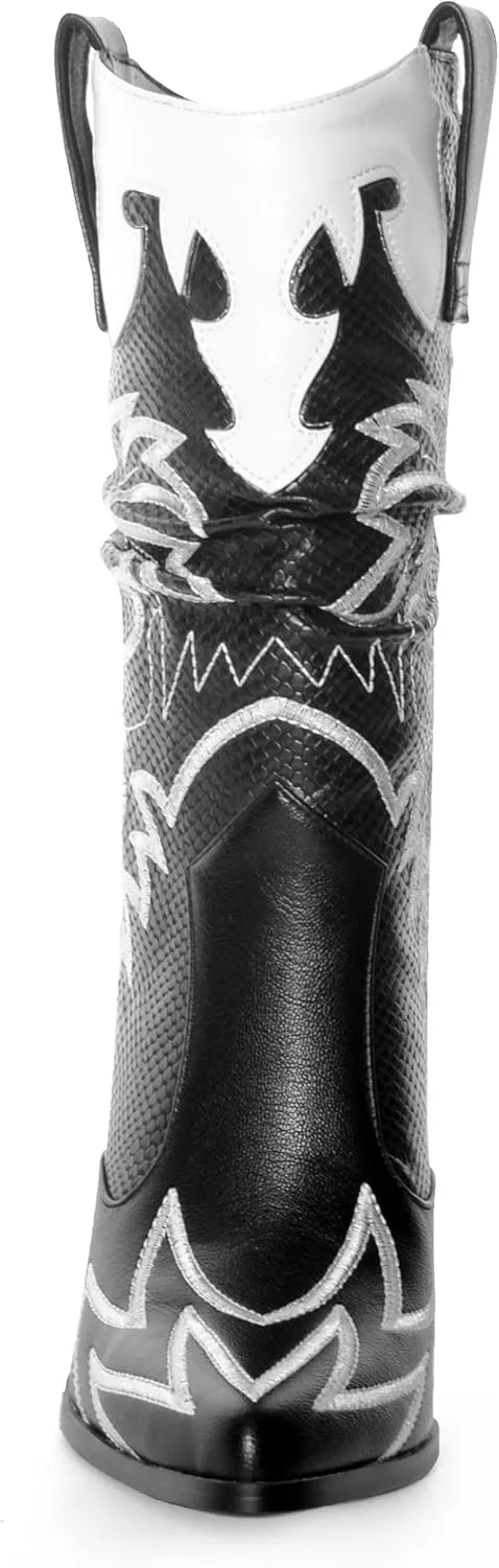 ANN CREEK Women's Contrast Cowboy Boots Cowgirl Mid Calf Boots