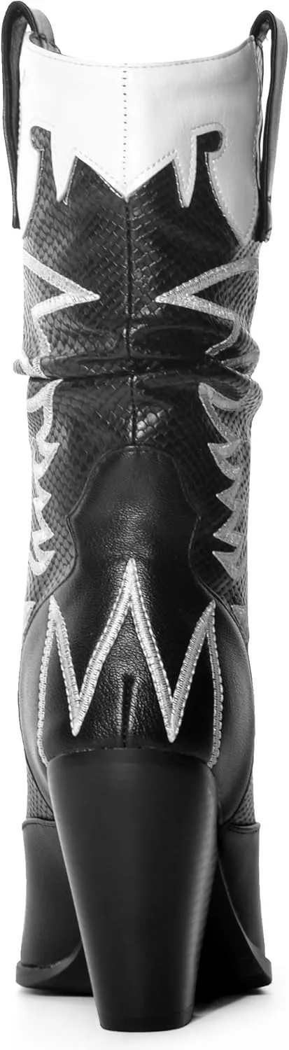 ANN CREEK Women's Contrast Cowboy Boots Cowgirl Mid Calf Boots