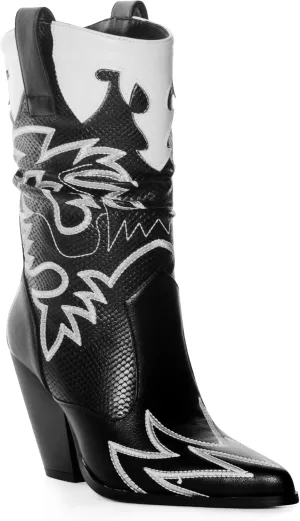 ANN CREEK Women's Contrast Cowboy Boots Cowgirl Mid Calf Boots