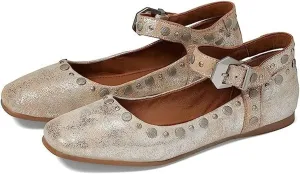 Arqa Womens Buttery Soft Leather Stud Mary Jane Flats Studded Embellishments Decoration Vintage Flats Ankle-Strap Design Buckle Closures Rounded Square Toe Shoes