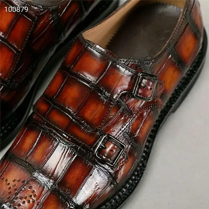 Authentic Real True Crocodile Belly Skin Men's Colorful Dress Shoes Genuine Alligator Leather Handmade Male Party Brogue Shoes