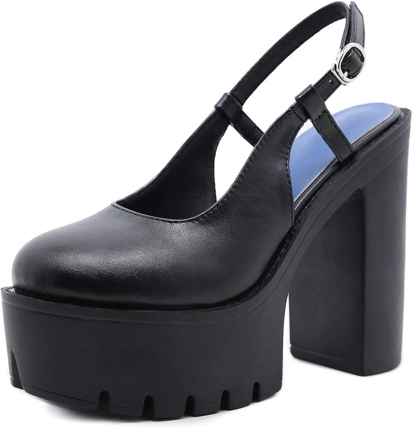 Black Heels for Women Platform Shoes with Block Heel Pumps Adjustable Ankle Strap Closed Toe Mary Janes Shoes Party Nightclub Footwear Gothic Punk Style