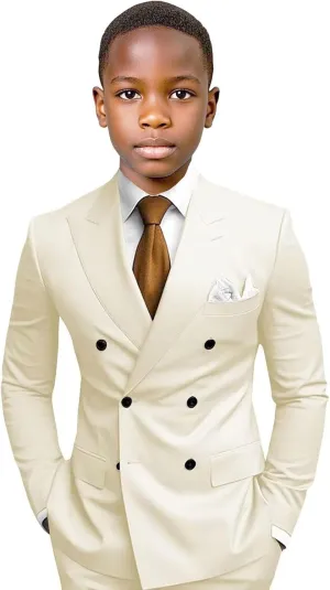 Boys Suit for Wedding 3 Piece Formal Slim Fit Suits Double Breasted Suits for Kids Tuxedo Set Prom Party Homecoming