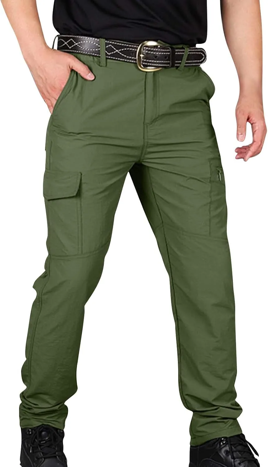 Cargo Pants Men Lightweight Wild Outdoor Hiking Pants Waterproof Ripstop Tactical Camo Work Pants Multi Pockets