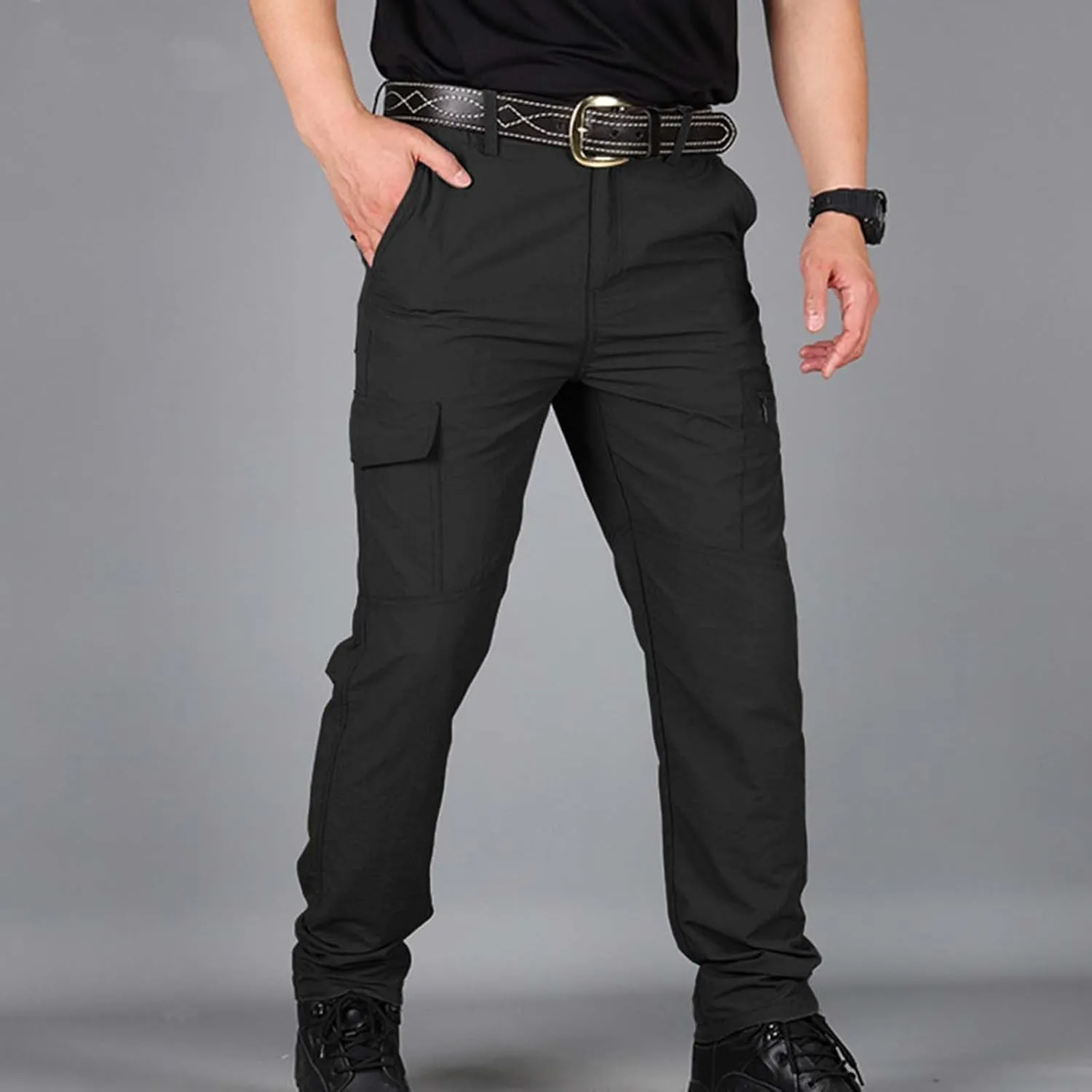 Cargo Pants Men Lightweight Wild Outdoor Hiking Pants Waterproof Ripstop Tactical Camo Work Pants Multi Pockets