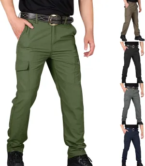 Cargo Pants Men Lightweight Wild Outdoor Hiking Pants Waterproof Ripstop Tactical Camo Work Pants Multi Pockets