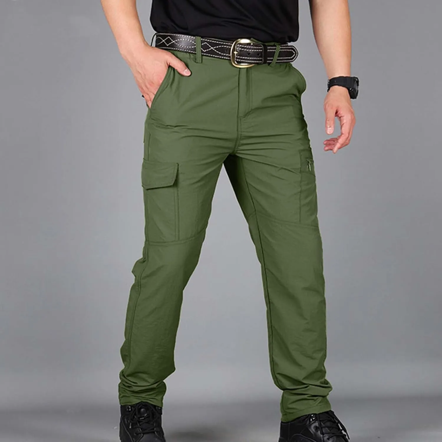 Cargo Pants Men Lightweight Wild Outdoor Hiking Pants Waterproof Ripstop Tactical Camo Work Pants Multi Pockets