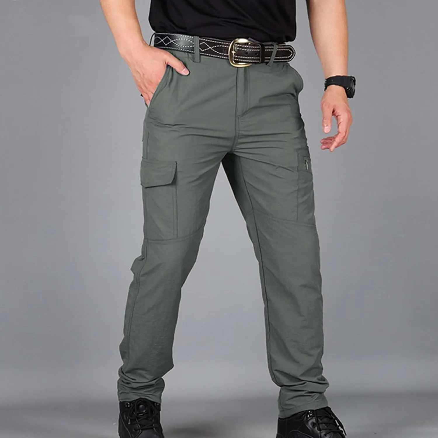 Cargo Pants Men Lightweight Wild Outdoor Hiking Pants Waterproof Ripstop Tactical Camo Work Pants Multi Pockets