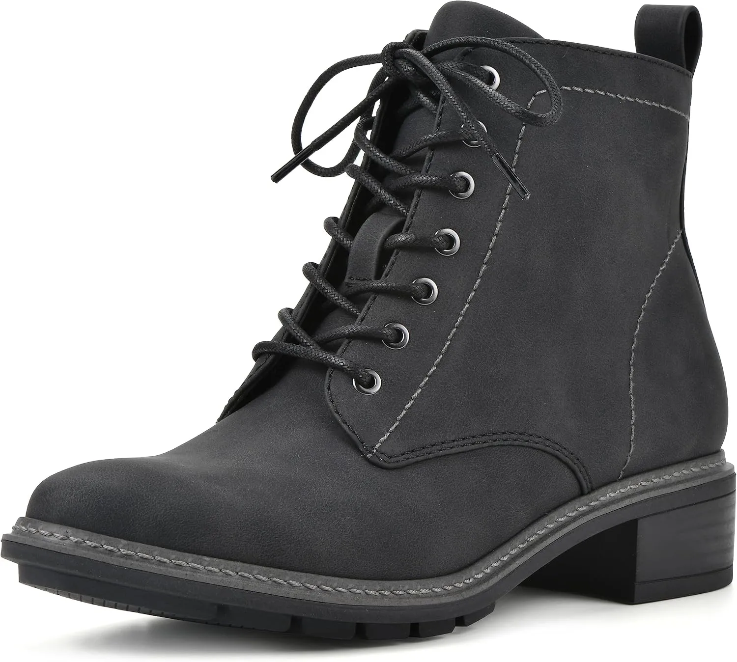 CLIFFS BY WHITE MOUNTAIN Women's Shoes Eligible Stacked Heel Lace-Up Ankle Bootie