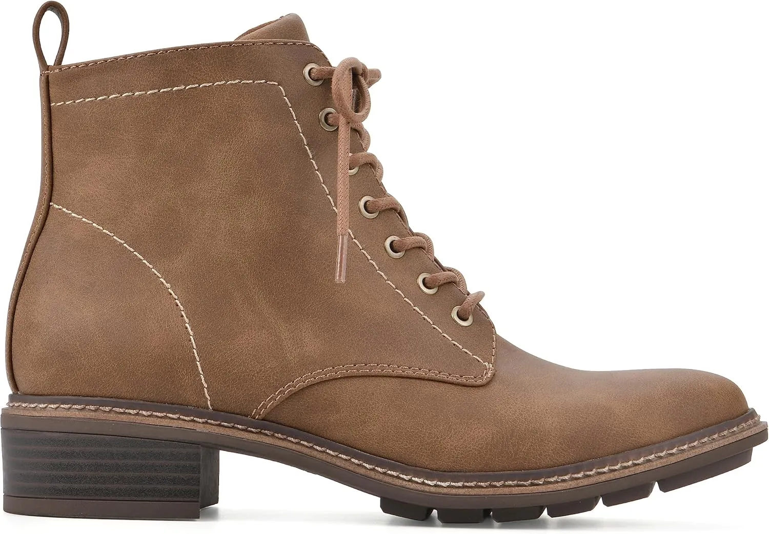 CLIFFS BY WHITE MOUNTAIN Women's Shoes Eligible Stacked Heel Lace-Up Ankle Bootie