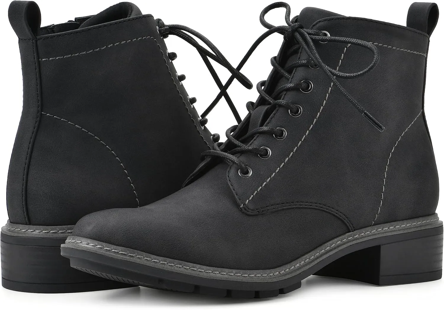 CLIFFS BY WHITE MOUNTAIN Women's Shoes Eligible Stacked Heel Lace-Up Ankle Bootie