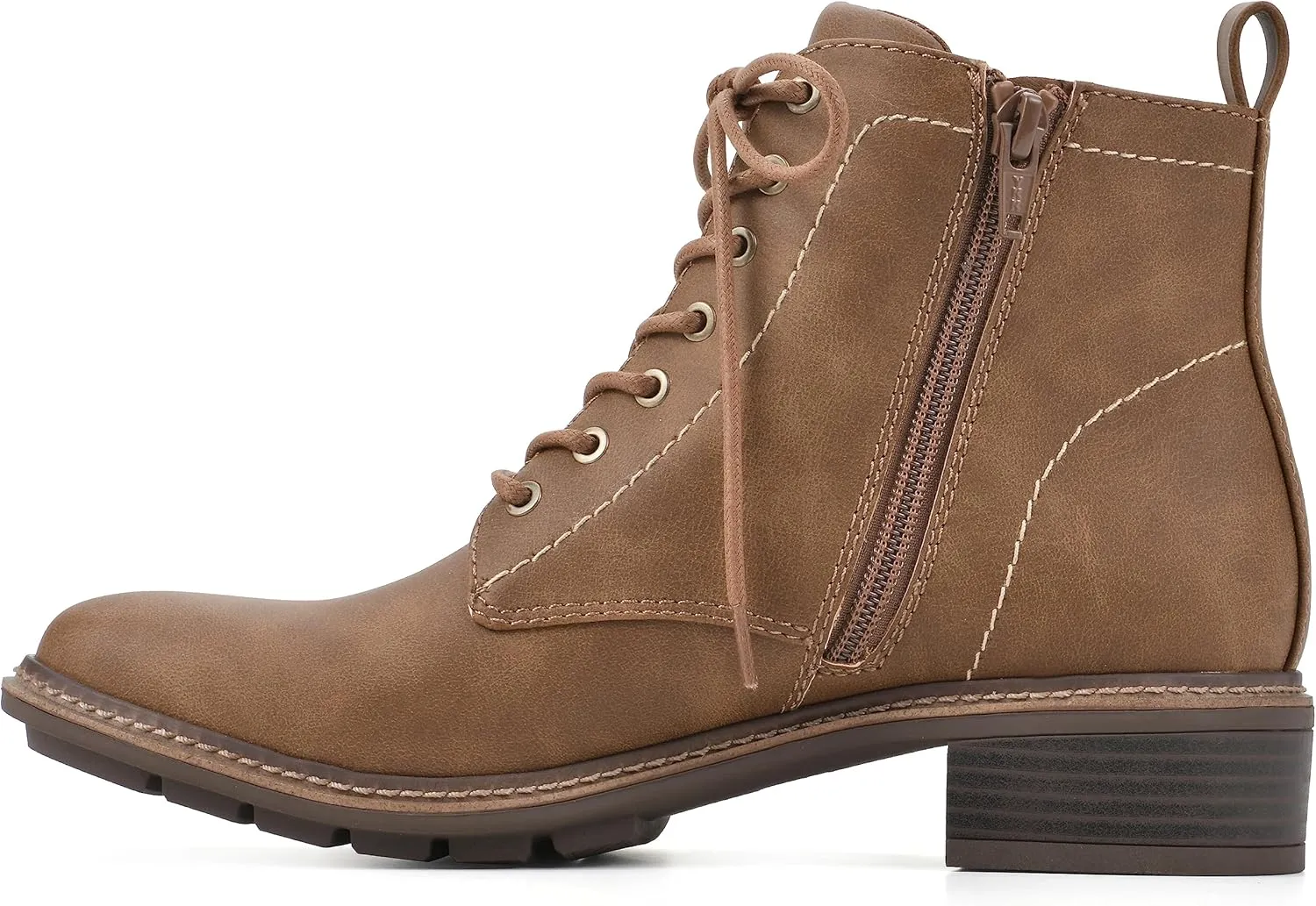 CLIFFS BY WHITE MOUNTAIN Women's Shoes Eligible Stacked Heel Lace-Up Ankle Bootie