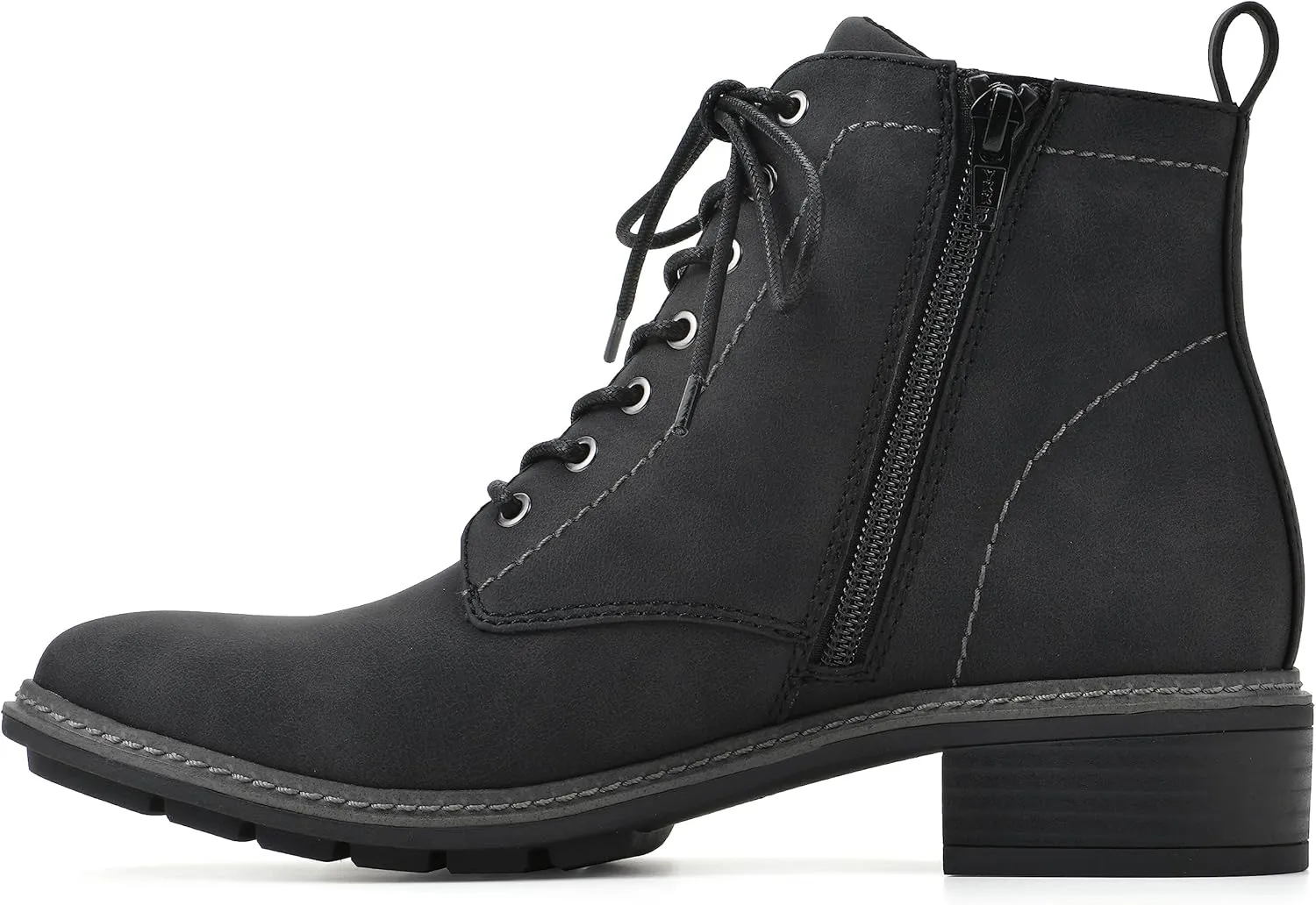 CLIFFS BY WHITE MOUNTAIN Women's Shoes Eligible Stacked Heel Lace-Up Ankle Bootie