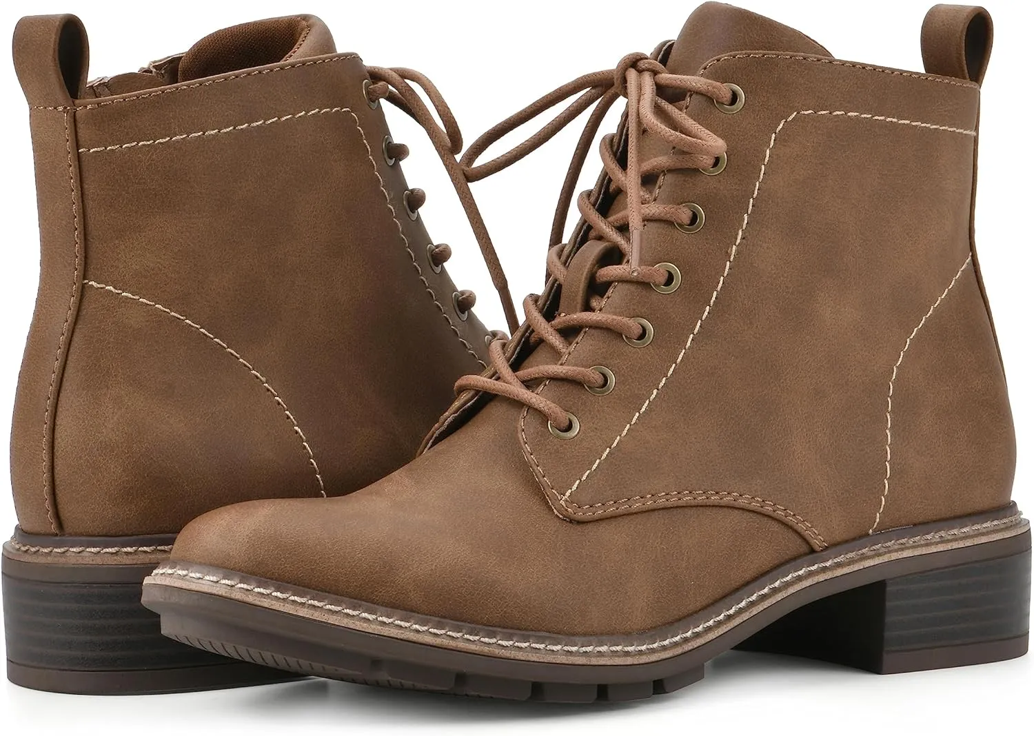 CLIFFS BY WHITE MOUNTAIN Women's Shoes Eligible Stacked Heel Lace-Up Ankle Bootie