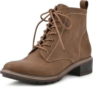 CLIFFS BY WHITE MOUNTAIN Women's Shoes Eligible Stacked Heel Lace-Up Ankle Bootie