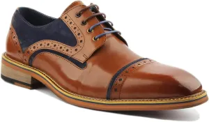 Dennis A-Derby Toe with Suede and Lea (Size 9, Brown Blue)