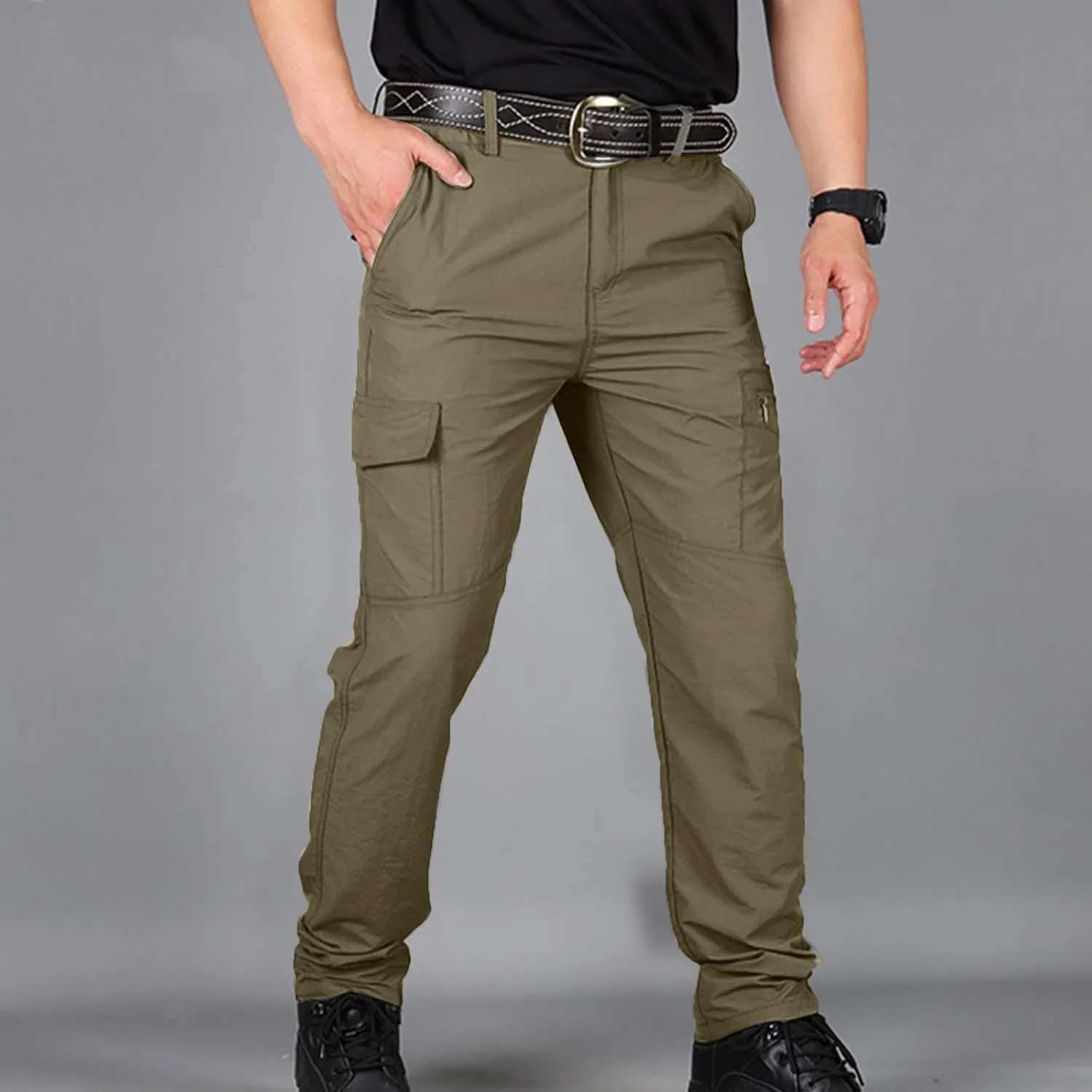 Dgoopd Cargo Pants for Men Lightweight Stretch Hiking Pants Military Cargo Work Pants Ripstop Tactical Waterproof Pants 2025