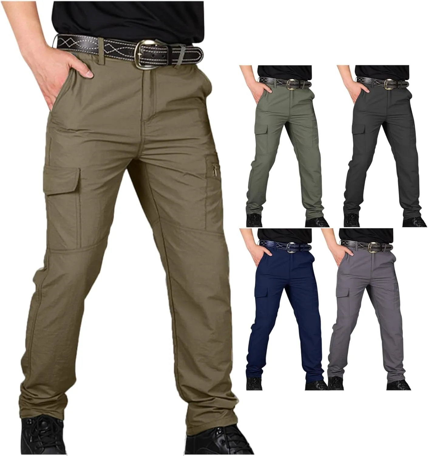Dgoopd Cargo Pants for Men Lightweight Stretch Hiking Pants Military Cargo Work Pants Ripstop Tactical Waterproof Pants 2025