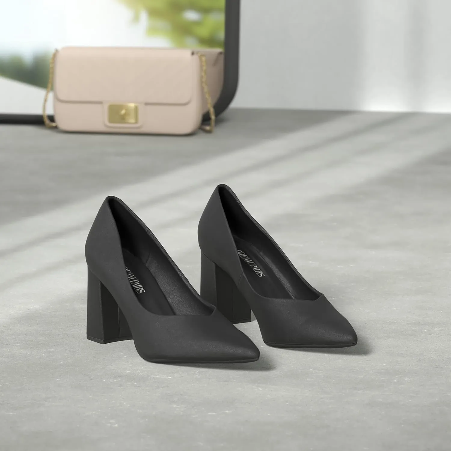 DREAM PAIRS Women’s High Chunky Closed Toe Block Heels Pointed Toe Wedding Party Elegant Slip On Pumps Shoes