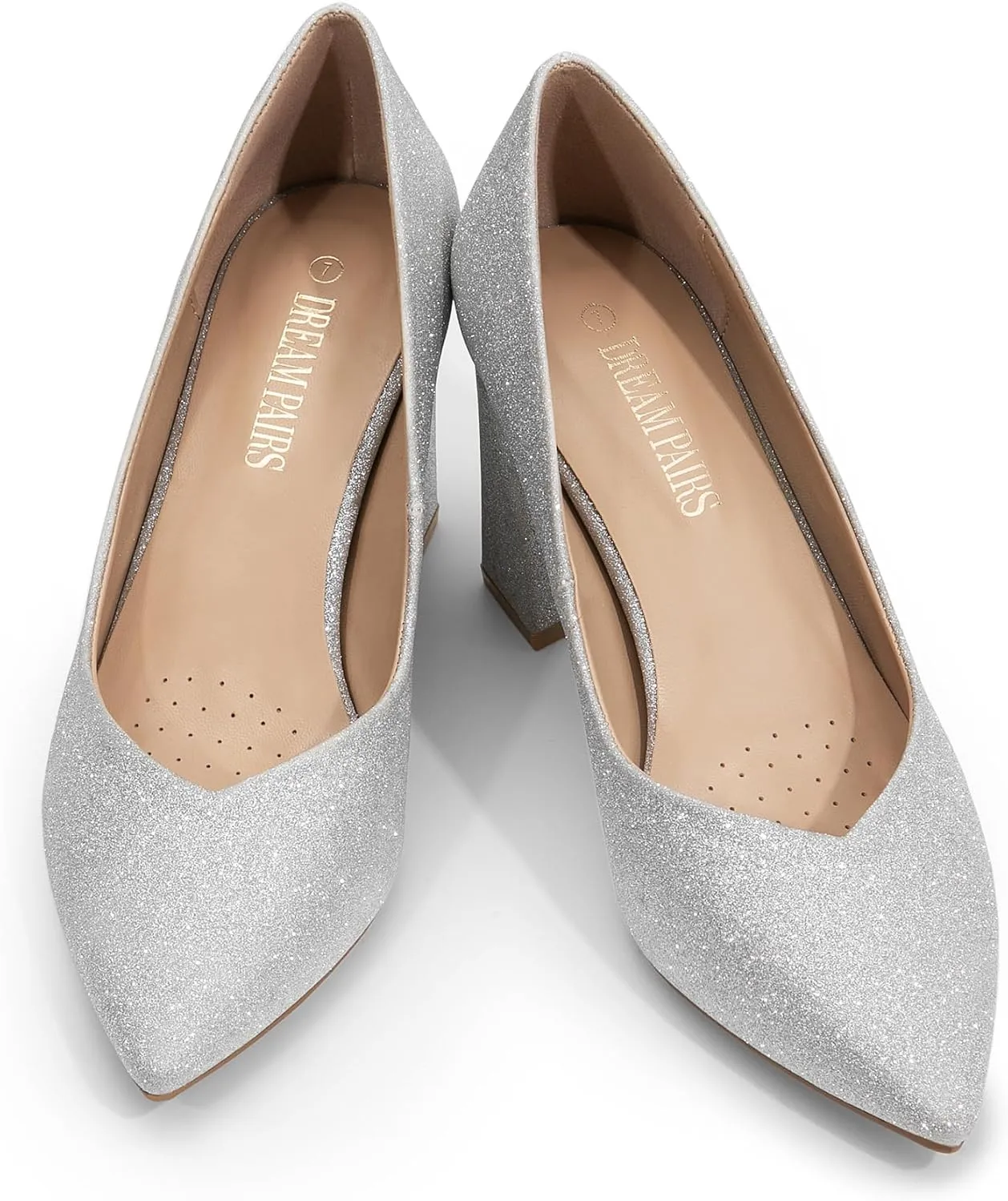 DREAM PAIRS Womens High Chunky Closed Toe Block Heels Pointed Toe Wedding Party Elegant Slip On Pumps Shoes