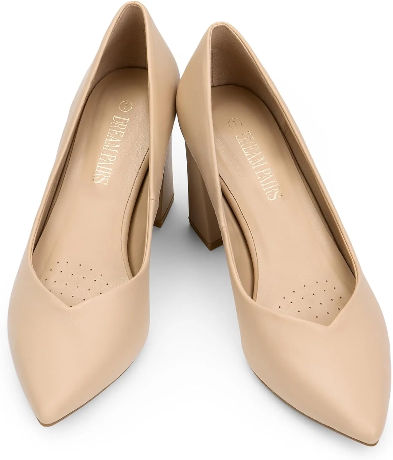 DREAM PAIRS Women’s High Chunky Closed Toe Block Heels Pointed Toe Wedding Party Elegant Slip On Pumps Shoes