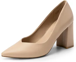 DREAM PAIRS Women’s High Chunky Closed Toe Block Heels Pointed Toe Wedding Party Elegant Slip On Pumps Shoes