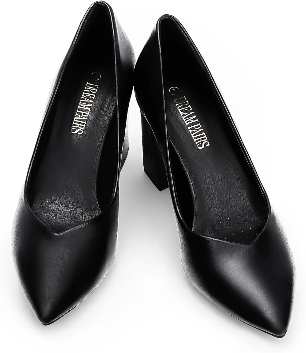 DREAM PAIRS Women’s High Chunky Closed Toe Block Heels Pointed Toe Wedding Party Elegant Slip On Pumps Shoes