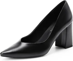 DREAM PAIRS Womens High Chunky Closed Toe Block Heels Pointed Toe Wedding Party Elegant Slip On Pumps Shoes