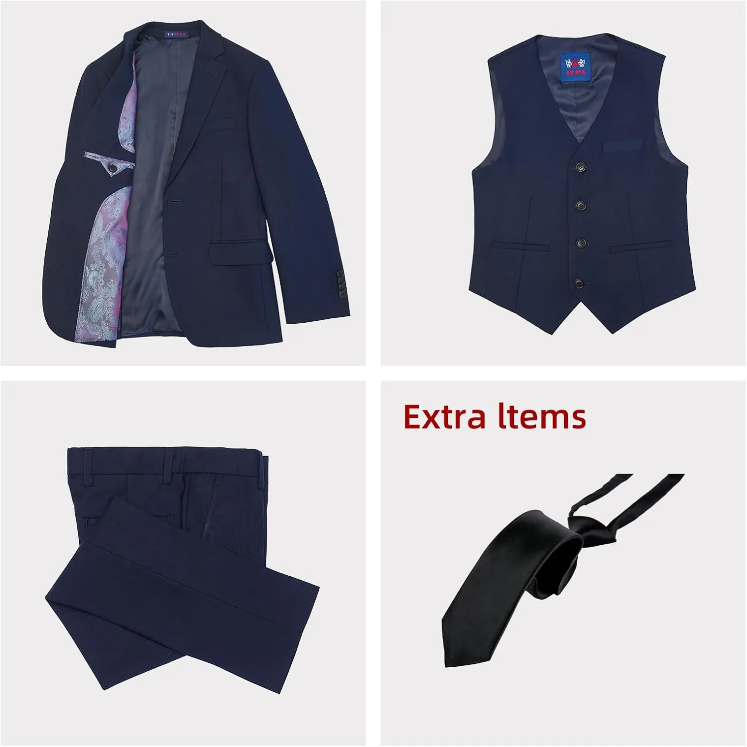 ELPA ELPA Boys Slim Fit Suit Kids Formal Suits Set for Boys Youth Suit Ring Bearer Outfit