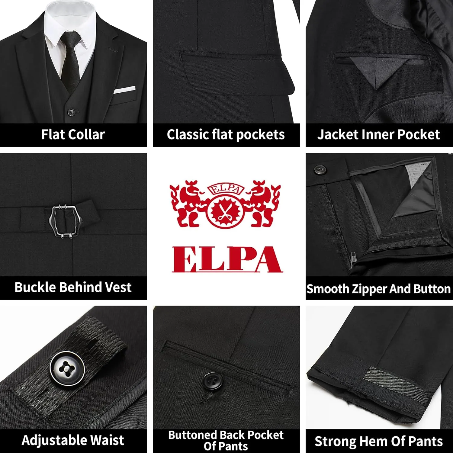 ELPA ELPA Boys Slim Fit Suit Kids Formal Suits Set for Boys Youth Suit Ring Bearer Outfit