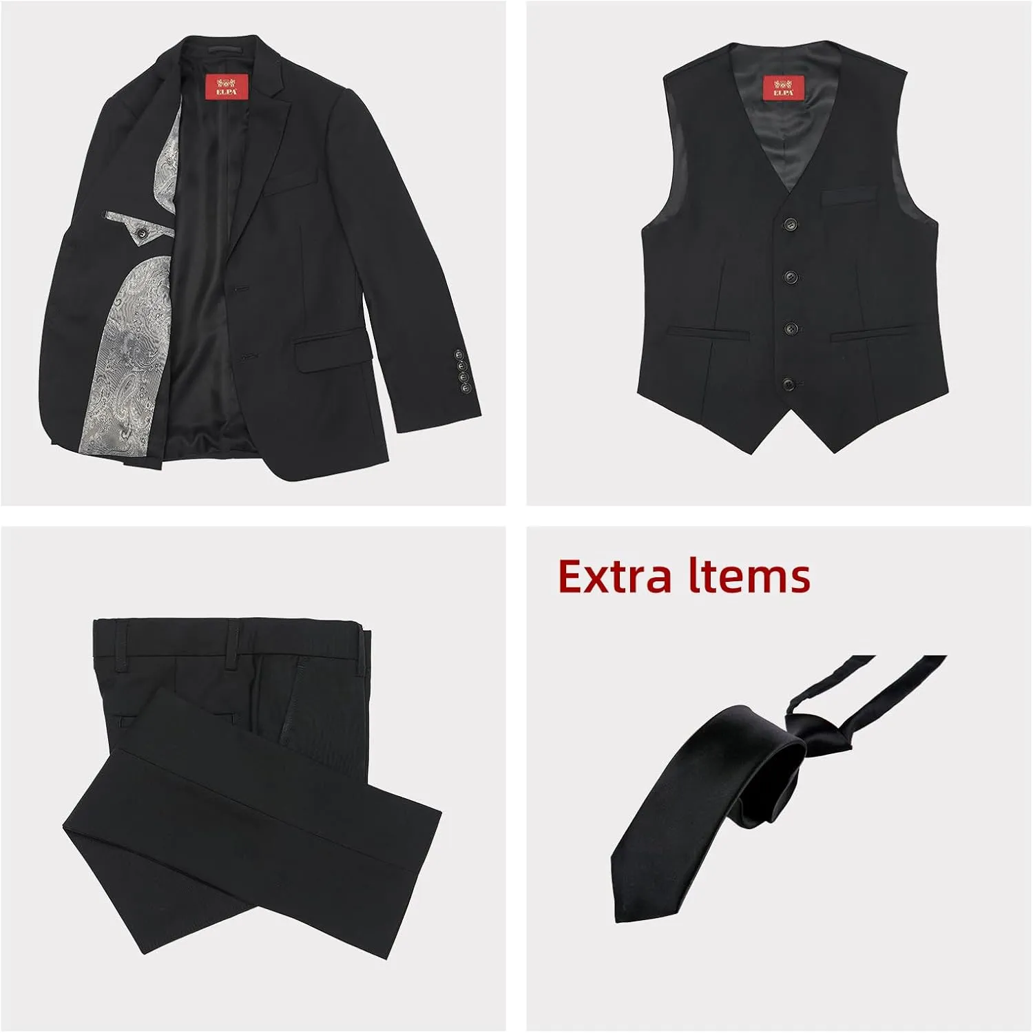 ELPA ELPA Boys Slim Fit Suit Kids Formal Suits Set for Boys Youth Suit Ring Bearer Outfit