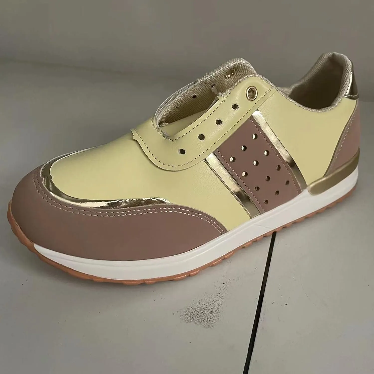 Fashion Platform Walking Shoes for Women Casual Orthotic Arch Support Non Slip Wedge Tennis Sneakers Plain Work Shoe