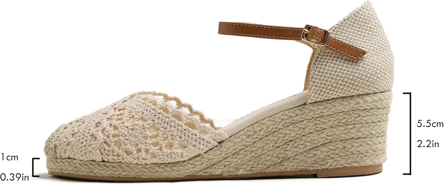 FEVERSOLE Close Toe Espadrilles Women's Comfort Breathable Slip On Flats Shoes