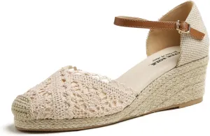 FEVERSOLE Close Toe Espadrilles Women's Comfort Breathable Slip On Flats Shoes